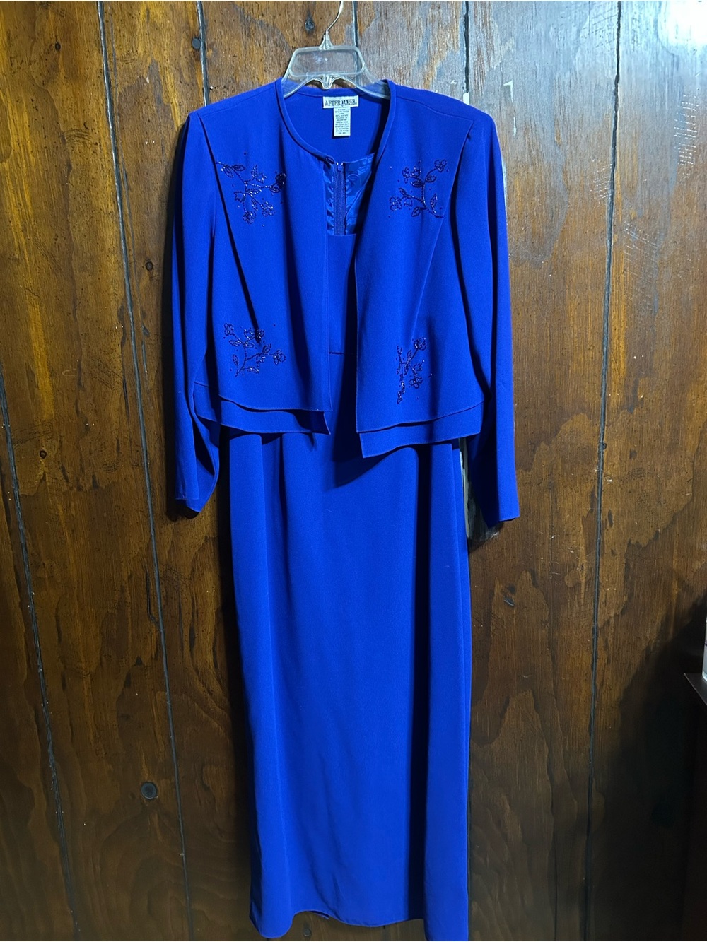 Elegant Royal Blue Long Sleeve Dress with Coordinating Jacket